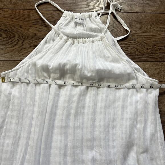 Bella Dahl Halter Maxi Dress Womens Medium White Linen Blend Tiered Flowy Boho - Picture 10 of 13